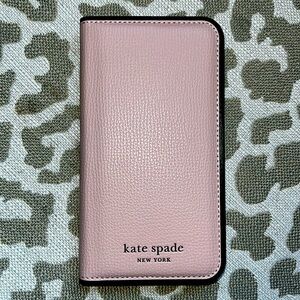 Kate Spade iPhone 13/14 iPhone Folio Case Light Pink and Black